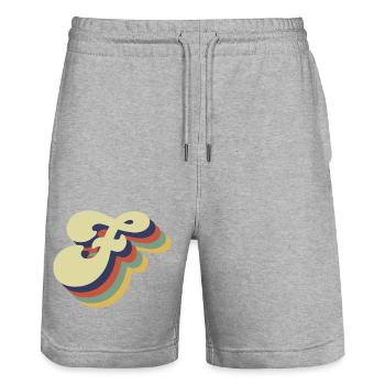 Retro-Buchstabe F - Stanley/Stella Unisex Bio Joggingshorts Trainer  - Grau meliert - Vorne - Nik (191cm) & Marisol (170cm)