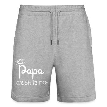 Daddy is the king - Stanley/Stella Trainer Unisex Organic Jogging Shorts - heather grey - Front - Nik (191cm) & Marisol (170cm)