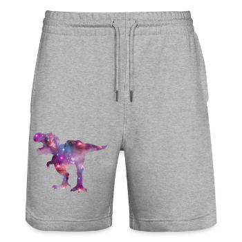 Tyrannosaurus Rex in Space T-Rex Kids Cool - Stanley/Stella Trainer Unisex Organic Jogging Shorts - heather grey - Front - Nik (191cm) & Marisol (170cm)