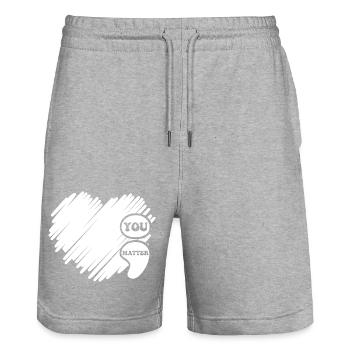 Sensibilisation à la santé mentale Vintage Groovy Mental - Short de jogging bio TRAINER Stanley/Stella unisexe - gris chiné - Devant - Nik (191cm) & Marisol (170cm)
