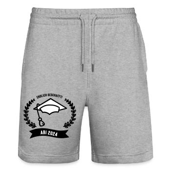 Abitur 2024 - Stanley/Stella Unisex Bio Joggingshorts Trainer  - Grau meliert - Vorne - Nik (191cm) & Marisol (170cm)