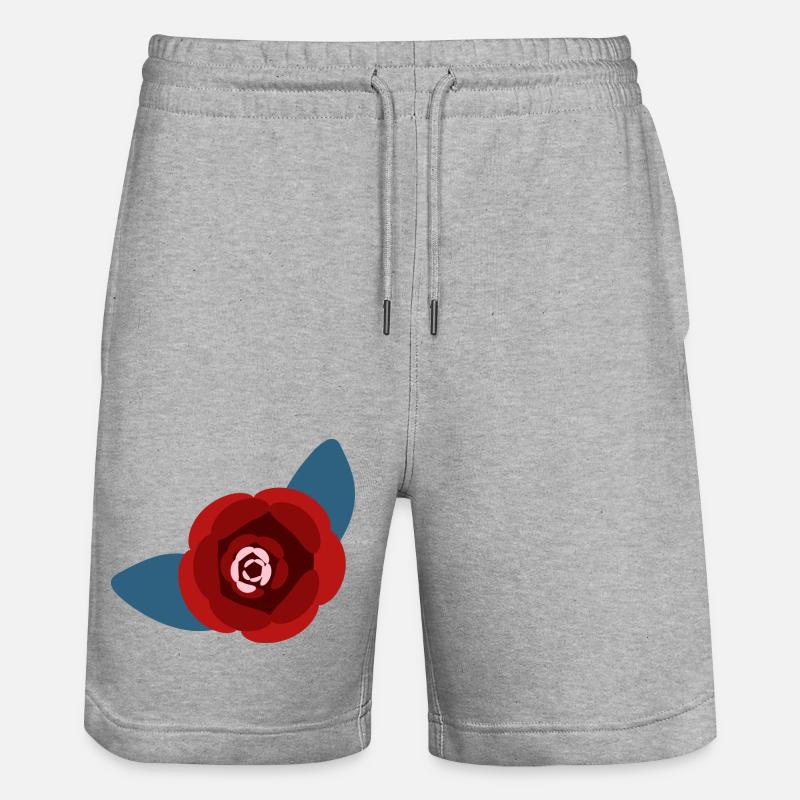 Rote Kamelienblüte - Stanley/Stella Unisex Bio Joggingshorts Trainer  - Grau meliert