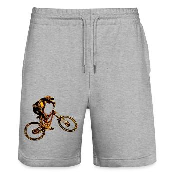 Downhill-Mountainbiken - Stanley/Stella Unisex Bio Joggingshorts Trainer  - Grau meliert - Vorne - Nik (191cm) & Marisol (170cm)