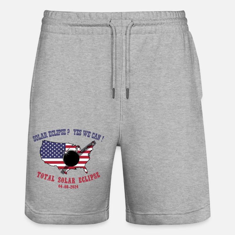Total Solar Eclipse 2024 - Stanley/Stella Trainer Unisex Organic Jogging Shorts - heather grey