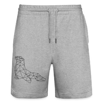 Seehund Robbe geometrisch - Stanley/Stella Unisex Bio Joggingshorts Trainer  - Grau meliert - Vorne - Nik (191cm) & Marisol (170cm)