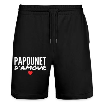 Papounet D'amour - Short de jogging bio TRAINER Stanley/Stella unisexe - noir - Devant - Nik (191cm) & Marisol (170cm)