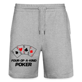 Poker quatre d’un genre - Short de jogging bio TRAINER Stanley/Stella unisexe - gris chiné - Devant - Nik (191cm) & Marisol (170cm)