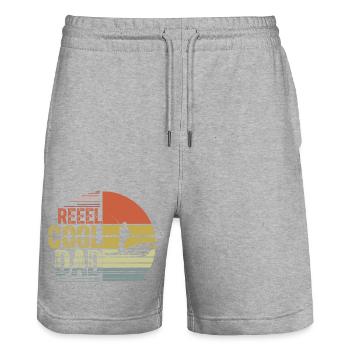 Reel Cool Dad Fisherman Daddy Father's Day - Stanley/Stella Trainer Unisex Organic Jogging Shorts - heather grey - Front - Nik (191cm) & Marisol (170cm)