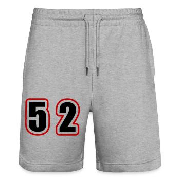 53 Number College - Stanley/Stella Trainer Unisex Organic Jogging Shorts - heather grey - Front - Nik (191cm) & Marisol (170cm)