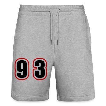 93 Number College - Stanley/Stella Trainer Unisex Organic Jogging Shorts - heather grey - Front - Nik (191cm) & Marisol (170cm)