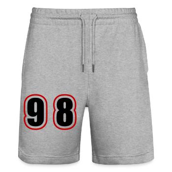 98 Number College - Stanley/Stella Trainer Unisex Organic Jogging Shorts - heather grey - Front - Nik (191cm) & Marisol (170cm)