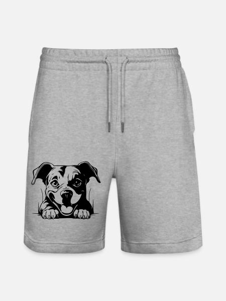 Staffordshire Bull Terrier - Stanley/Stella Trainer Unisex Organic Jogging Shorts - heather grey