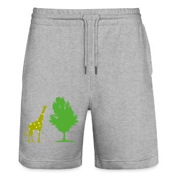 Giraffe tree - Stanley/Stella Trainer Unisex Organic Jogging Shorts - heather grey - Front - Nik (191cm) & Marisol (170cm)