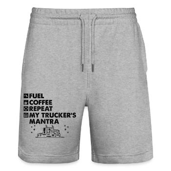 Trucker Fahren Papa Trucker Vater LKW-Fahrer - Stanley/Stella Unisex Bio Joggingshorts Trainer  - Grau meliert - Vorne - Nik (191cm) & Marisol (170cm)
