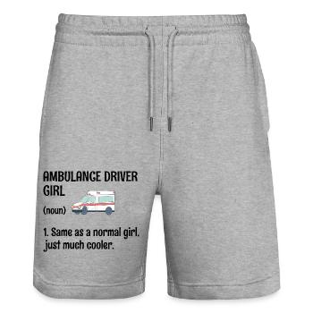 Ambulance Driver Girl Same As A Normal Girl EMS Pa - Stanley/Stella Trainer Unisex Organic Jogging Shorts - heather grey - Front - Nik (191cm) & Marisol (170cm)
