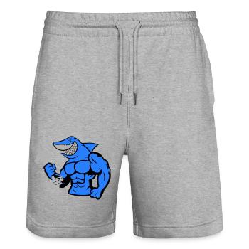 shark hai bodybuilding Hantel 1 - Stanley/Stella Unisex Bio Joggingshorts Trainer  - Grau meliert - Vorne - Nik (191cm) & Marisol (170cm)