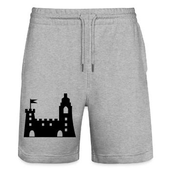 château - Short de jogging bio TRAINER Stanley/Stella unisexe - gris chiné - Devant - Nik (191cm) & Marisol (170cm)