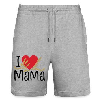 Mama Muttertag Geburtstag Geschenkidee - Stanley/Stella Unisex Bio Joggingshorts Trainer  - Grau meliert - Vorne - Nik (191cm) & Marisol (170cm)