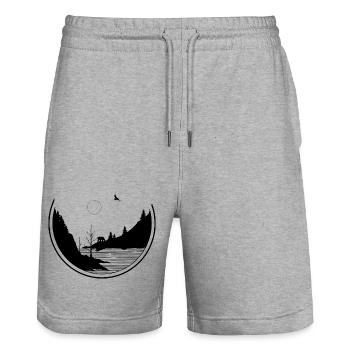 Lonely Fjord Nature - Stanley/Stella Unisex Bio Joggingshorts Trainer  - Grau meliert - Vorne - Nik (191cm) & Marisol (170cm)