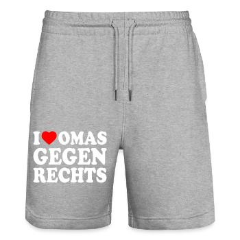 I love omas gegen rechts - Stanley/Stella Unisex Bio Joggingshorts Trainer  - Grau meliert - Vorne - Nik (191cm) & Marisol (170cm)