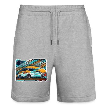 Auto / Fahrzeug / PKW / Mobil / Old Timer / fahren - Stanley/Stella Unisex Bio Joggingshorts Trainer  - Grau meliert - Vorne - Nik (191cm) & Marisol (170cm)