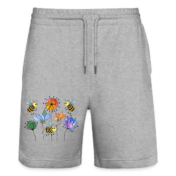 Insectes - Short de jogging bio TRAINER Stanley/Stella unisexe - gris chiné - Devant - Nik (191cm) & Marisol (170cm)