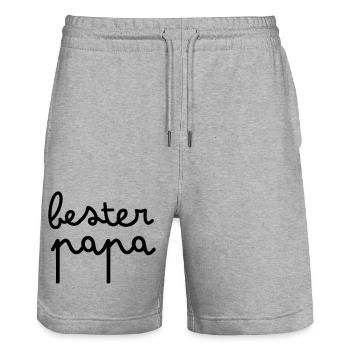Meilleur papa - Short de jogging bio TRAINER Stanley/Stella unisexe - gris chiné - Devant - Nik (191cm) & Marisol (170cm)