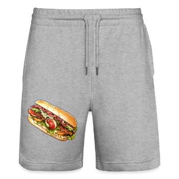 Sac de kebab - Short de jogging bio TRAINER Stanley/Stella unisexe - gris chiné - Devant - Nik (191cm) & Marisol (170cm)