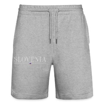 Slowenien Stil Design T-Shirt - Stanley/Stella Unisex Bio Joggingshorts Trainer  - Grau meliert - Vorne - Nik (191cm) & Marisol (170cm)