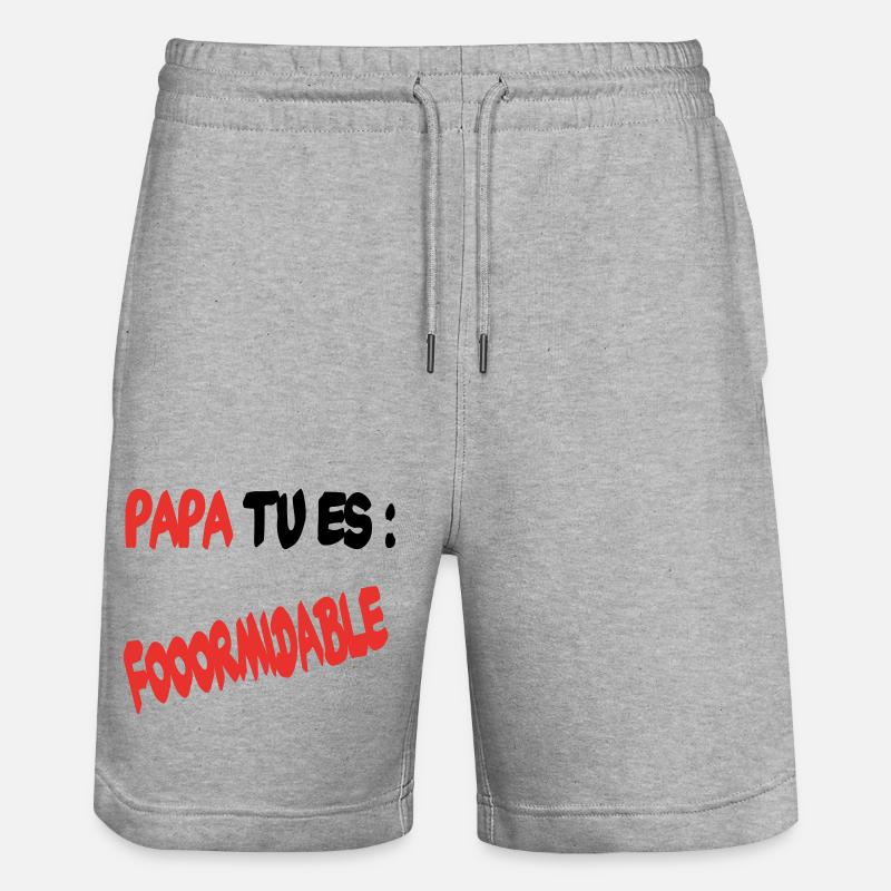 Papa tu es formidable - Short de jogging bio TRAINER Stanley/Stella unisexe - gris chiné