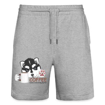 Kaffee macht alles besser - Stanley/Stella Unisex Bio Joggingshorts Trainer  - Grau meliert - Vorne - Nik (191cm) & Marisol (170cm)