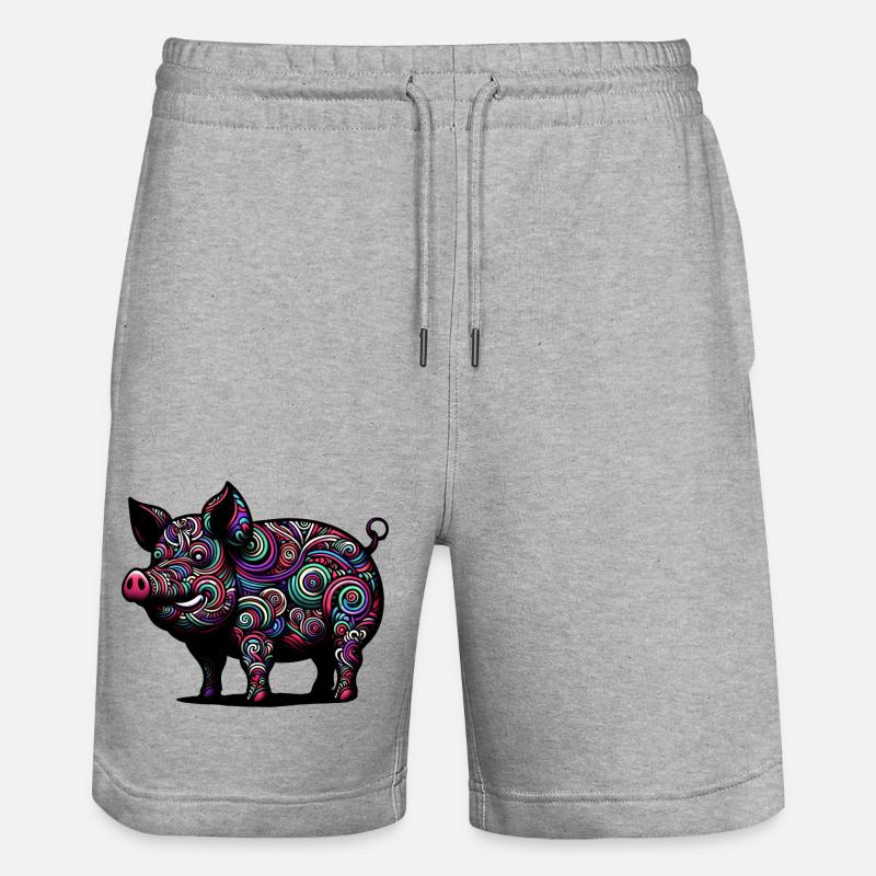 Buntes Schwein - Stanley/Stella Unisex Bio Joggingshorts Trainer - Grau meliert