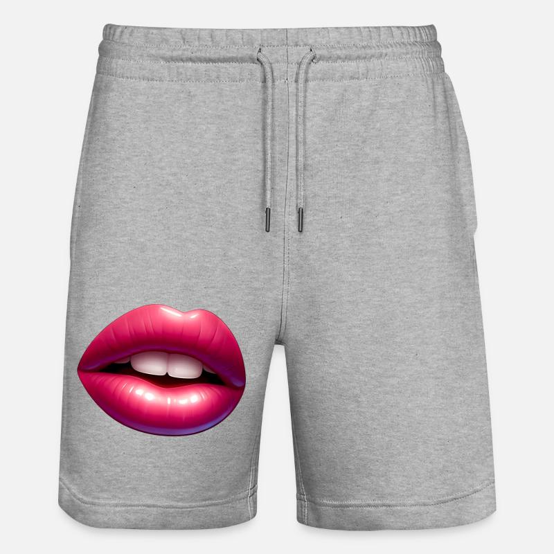 Langue - Lèvres Roses - Douceur Charmante - Short de jogging bio TRAINER Stanley/Stella unisexe - gris chiné