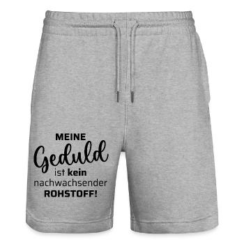 Meine Geduld ist kein nachwachsender Rohstoff - Stanley/Stella Unisex Bio Joggingshorts Trainer  - Grau meliert - Vorne - Nik (191cm) & Marisol (170cm)