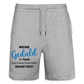 Meine Geduld ist kein nachwachsender Rohstoff - Stanley/Stella Unisex Bio Joggingshorts Trainer  - Grau meliert - Vorne - Nik (191cm) & Marisol (170cm)