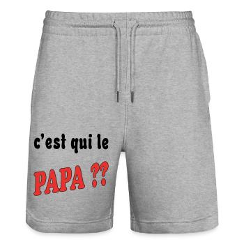 Who's the dad?? - Stanley/Stella Trainer Unisex Organic Jogging Shorts - heather grey - Front - Nik (191cm) & Marisol (170cm)