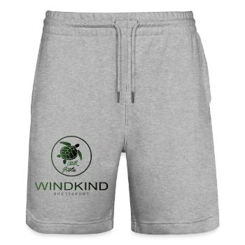 Chillkröte grün - Stanley/Stella Unisex Bio Joggingshorts Trainer  - Grau meliert - Vorne - Nik (191cm) & Marisol (170cm)