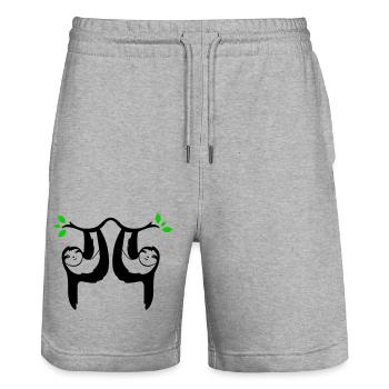 faultiere 02 - Stanley/Stella Unisex Bio Joggingshorts Trainer  - Grau meliert - Vorne - Nik (191cm) & Marisol (170cm)