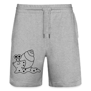 Escargot Drôle - Short de jogging bio TRAINER Stanley/Stella unisexe - gris chiné - Devant - Nik (191cm) & Marisol (170cm)