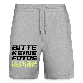 bitte keine fotos - Stanley/Stella Unisex Bio Joggingshorts Trainer  - Grau meliert - Vorne - Nik (191cm) & Marisol (170cm)