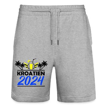 Croatia 2024 - Stanley/Stella Trainer Unisex Organic Jogging Shorts - heather grey - Front - Nik (191cm) & Marisol (170cm)