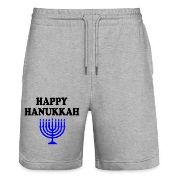 HAPPY HANUKKAH - Short de jogging bio TRAINER Stanley/Stella unisexe - gris chiné - Devant - Nik (191cm) & Marisol (170cm)