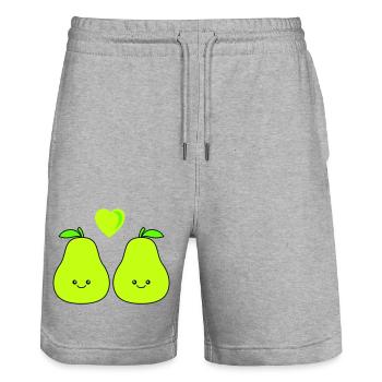Pear Comic Love - Stanley/Stella Trainer Unisex Organic Jogging Shorts - heather grey - Front - Nik (191cm) & Marisol (170cm)