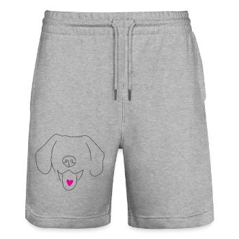 Woof - Stanley/Stella Trainer Unisex Organic Jogging Shorts - heather grey - Front - Nik (191cm) & Marisol (170cm)