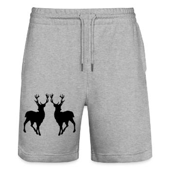 reh silhouette 02 - Stanley/Stella Unisex Bio Joggingshorts Trainer  - Grau meliert - Vorne - Nik (191cm) & Marisol (170cm)