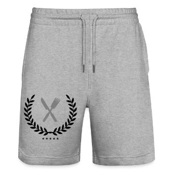 Armoiries de la coutellerie - Short de jogging bio TRAINER Stanley/Stella unisexe - gris chiné - Devant - Nik (191cm) & Marisol (170cm)