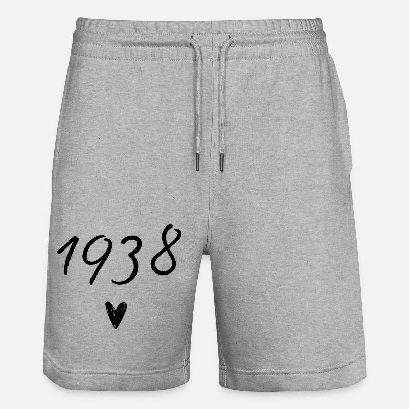 1938 coeur anniversaire - Short de jogging bio TRAINER Stanley/Stella unisexe - gris chiné