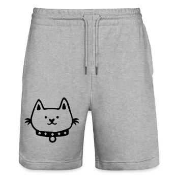Cat Comic - Stanley/Stella Trainer Unisex Organic Jogging Shorts - heather grey - Front - Nik (191cm) & Marisol (170cm)
