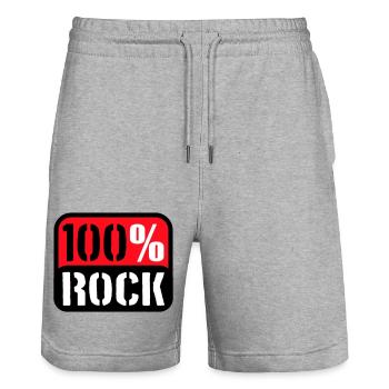 100 % Prozent Rock Heavy Metal Musik Text Logo Fun - Stanley/Stella Unisex Bio Joggingshorts Trainer  - Grau meliert - Vorne - Nik (191cm) & Marisol (170cm)