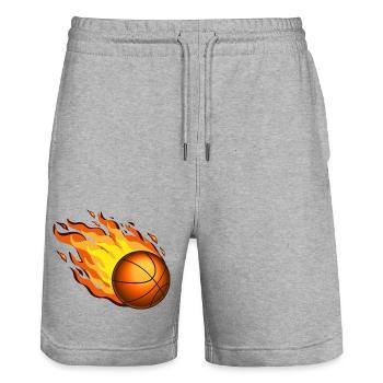 Burning Basketball - Stanley/Stella Trainer Unisex Organic Jogging Shorts - heather grey - Front - Nik (191cm) & Marisol (170cm)